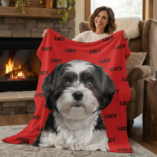 Custom Dog Blanket with Name and Photo