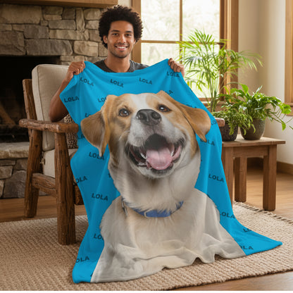 Custom Dog Blanket with Name and Photo