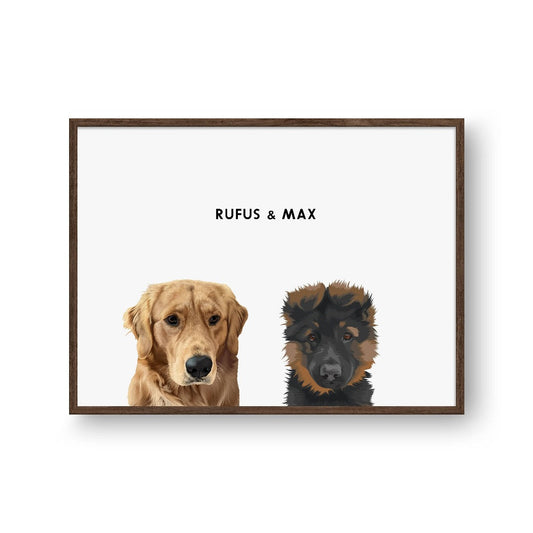 Modern Multiple Pet Portrait - Vector Illustration of Your Pet