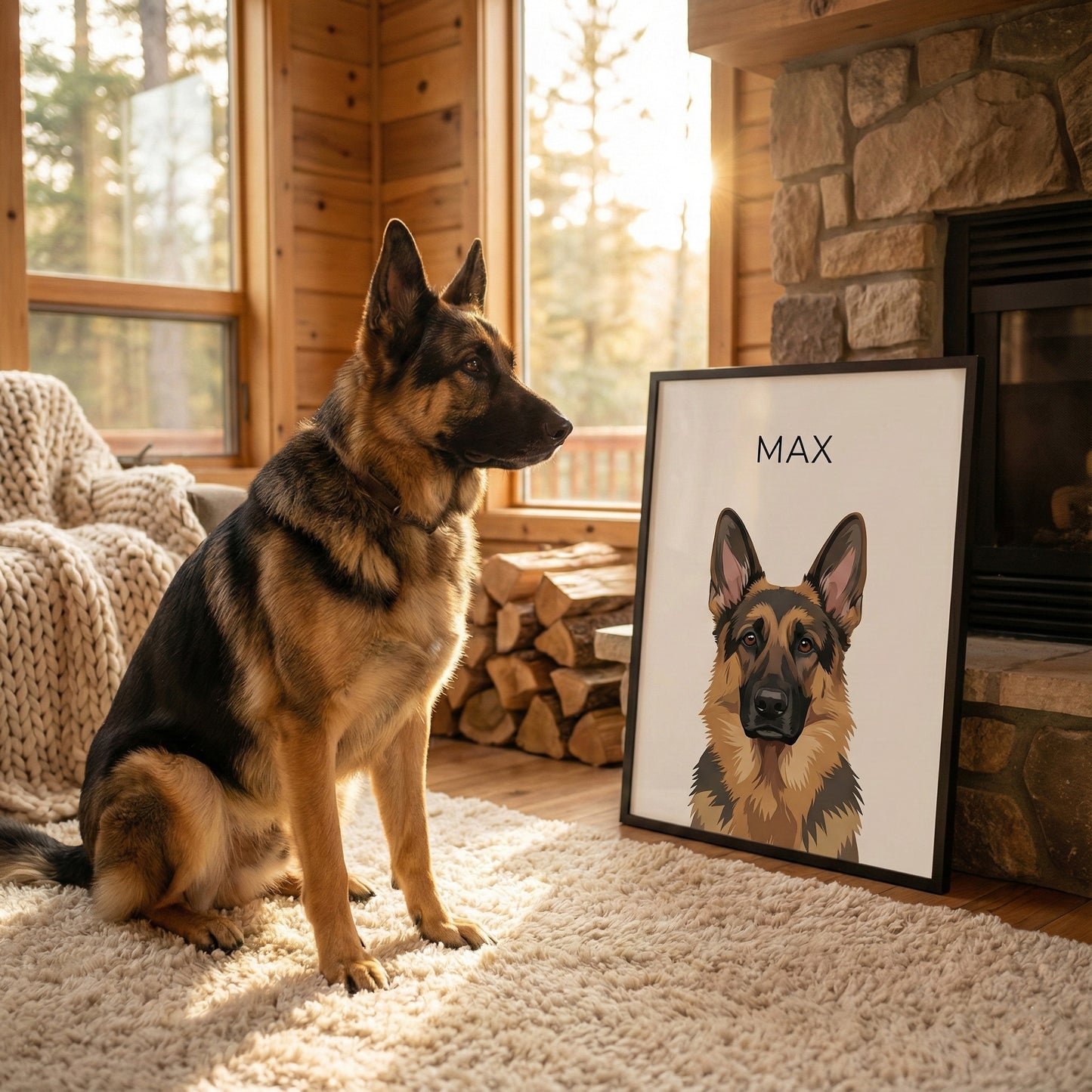 Custom Pet Portrait | Hand-Designed Framed Art