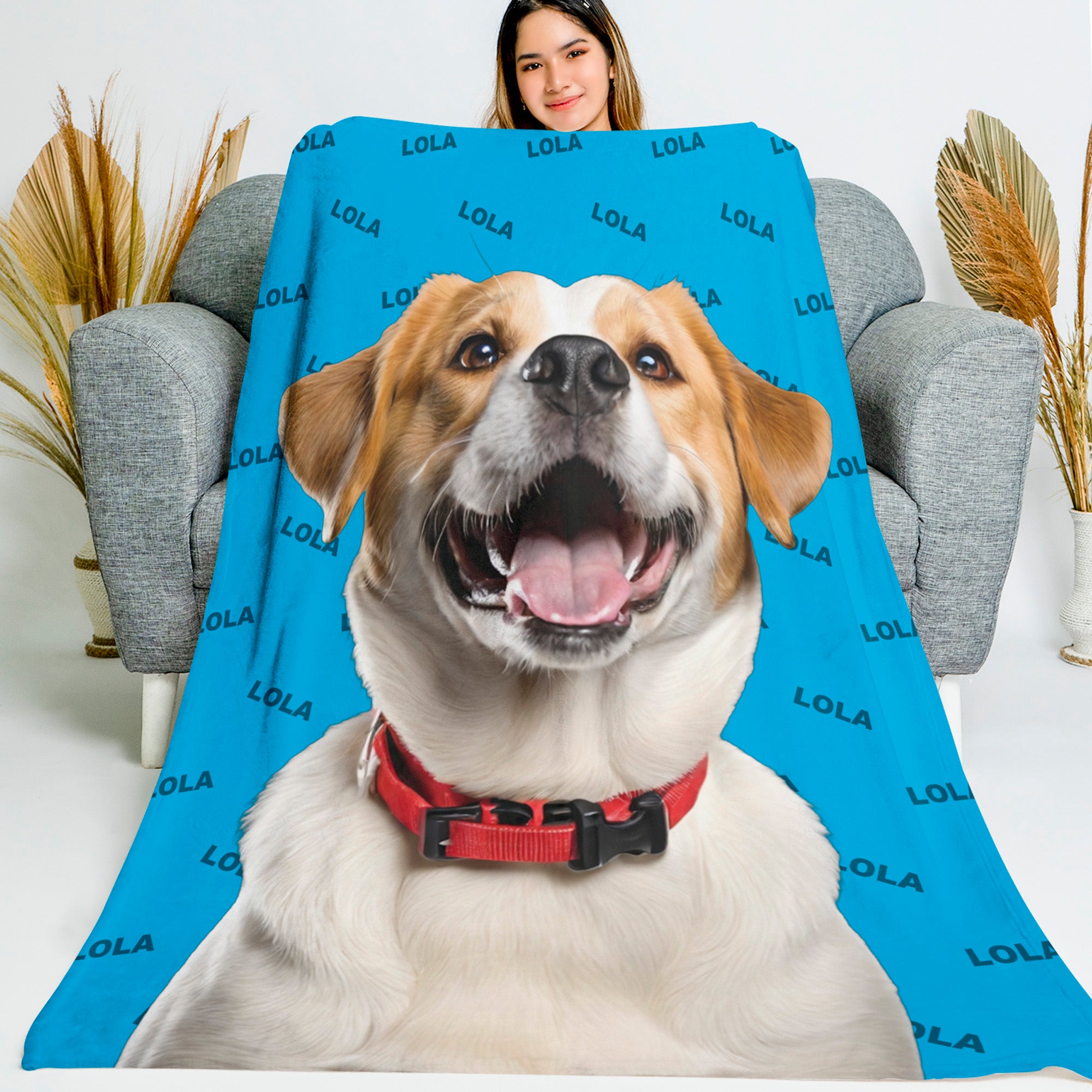 Custom dog photo blanket best sale