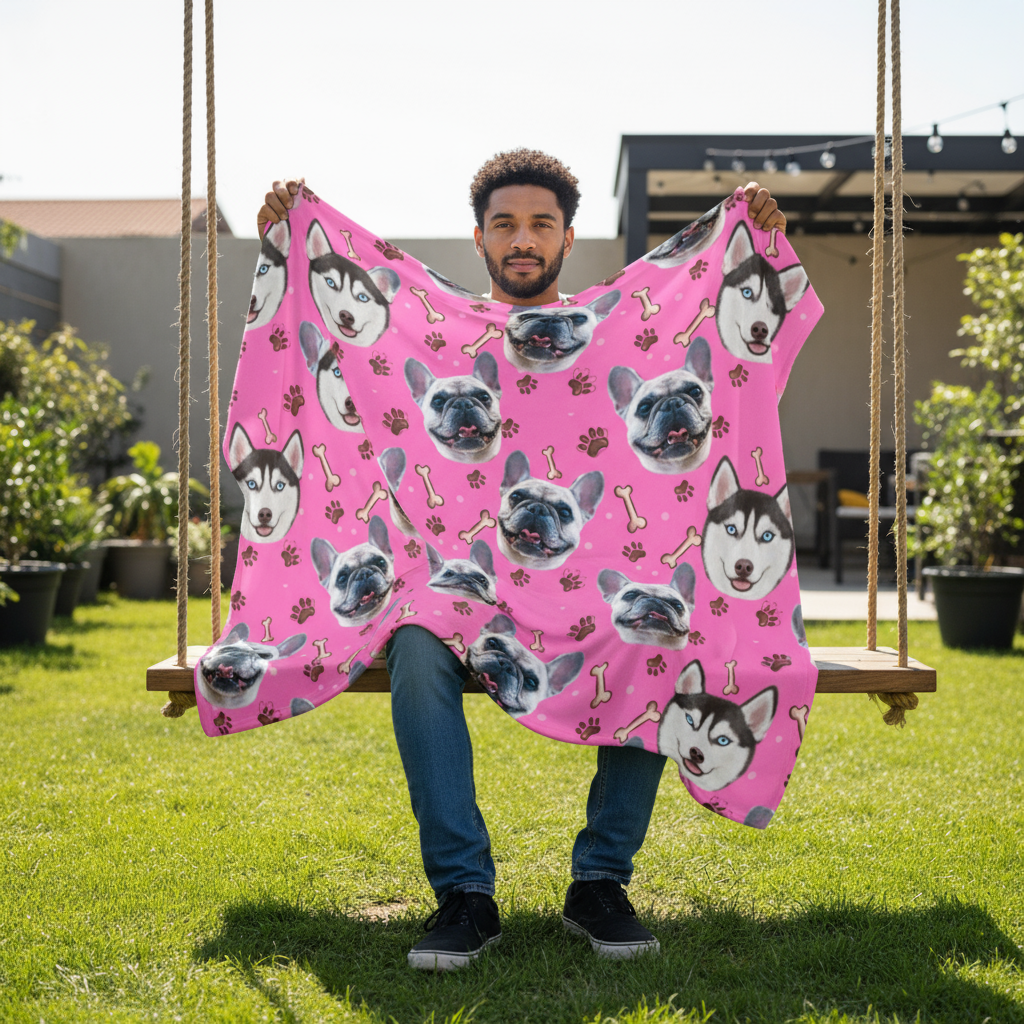 Custom Dog Blanket with Name and Photo