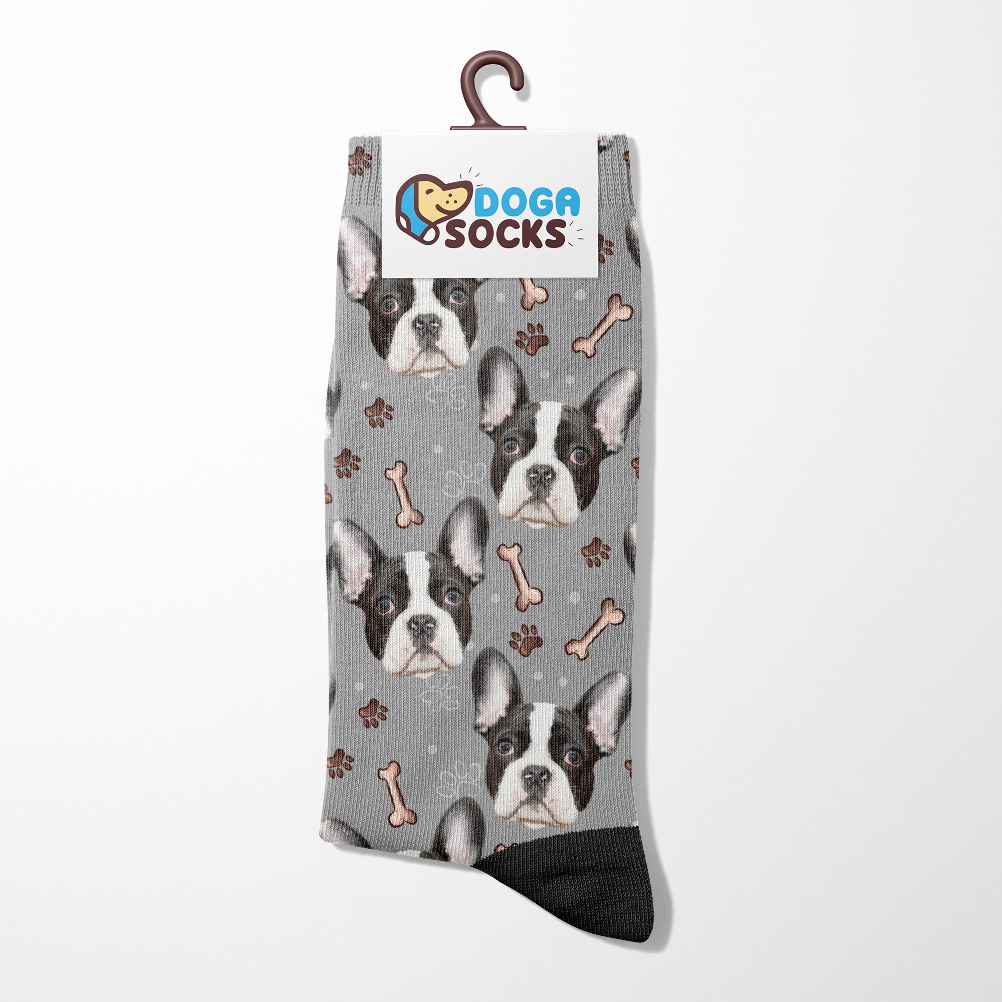 Custom Pet Face Socks with Dog Tracks Paws Bones Personalized Dog Tracks  Paws Socks with Faces Picture for Husband